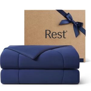 NEW In Box Rest Evercool Comforter Cooling Blanket King Breathable Midnight Blue